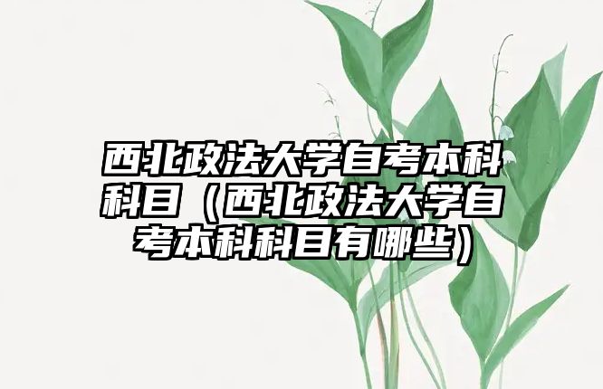 西北政法大學(xué)自考本科科目（西北政法大學(xué)自考本科科目有哪些）