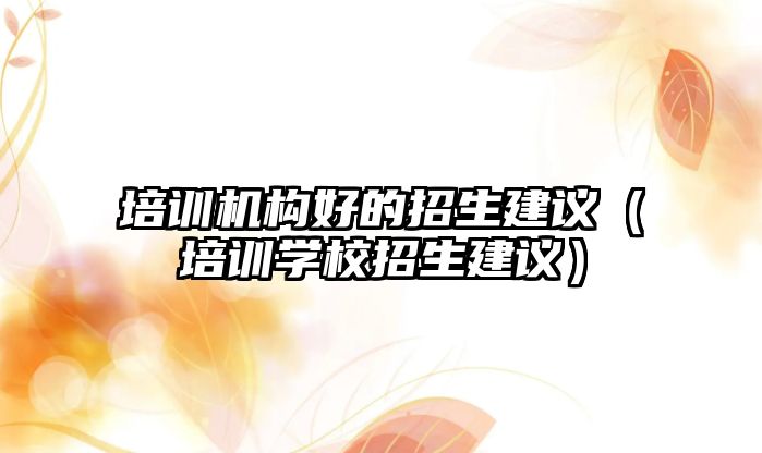 培訓機構好的招生建議（培訓學校招生建議）