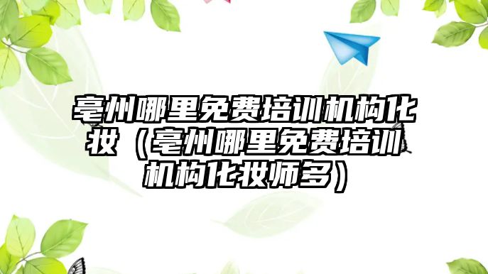 亳州哪里免費培訓(xùn)機構(gòu)化妝（亳州哪里免費培訓(xùn)機構(gòu)化妝師多）