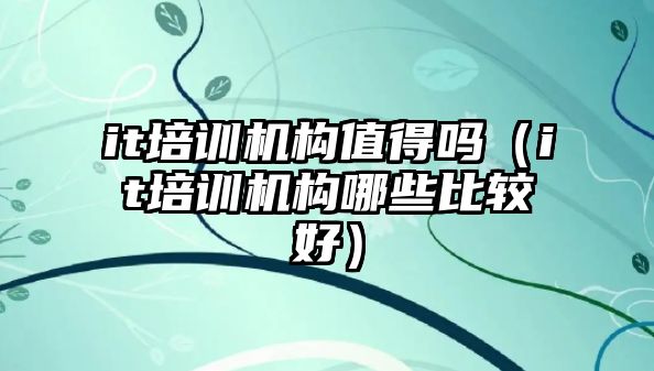 it培訓機構值得嗎（it培訓機構哪些比較好）