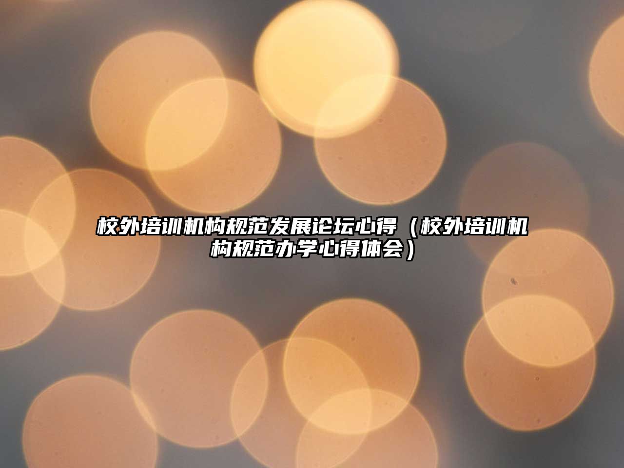 校外培訓機構規范發展論壇心得（校外培訓機構規范辦學心得體會）