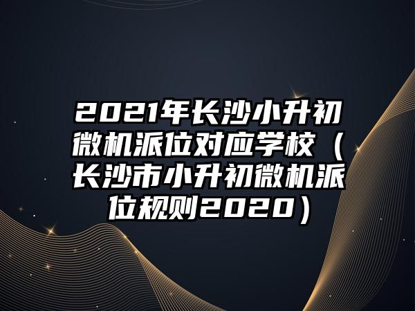 2021年長沙小升初微機(jī)派位對(duì)應(yīng)學(xué)校（長沙市小升初微機(jī)派位規(guī)則2020）