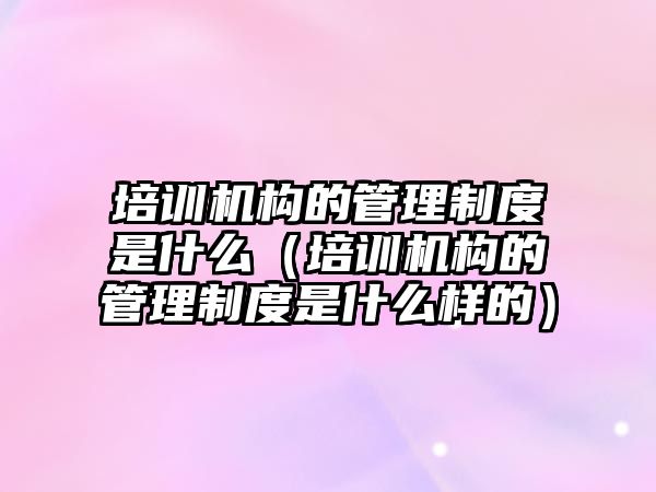 培訓機構的管理制度是什么（培訓機構的管理制度是什么樣的）