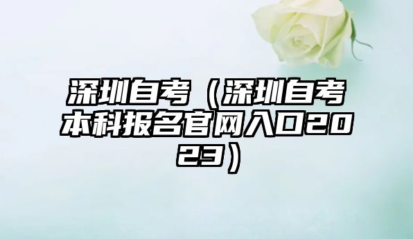 深圳自考（深圳自考本科報名官網入口2023）