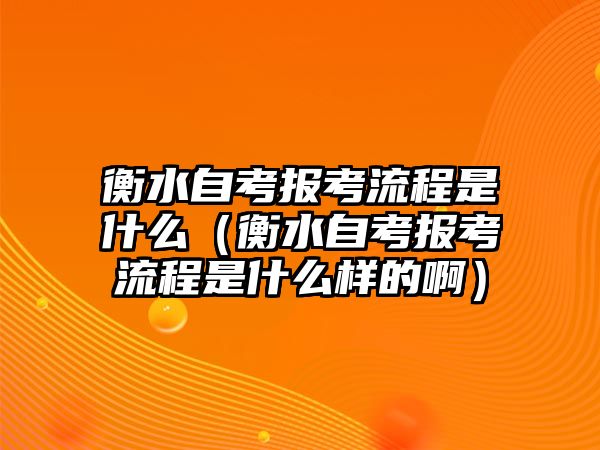 衡水自考報考流程是什么（衡水自考報考流程是什么樣的啊）