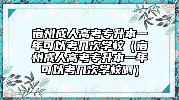 宿州成人高考專升本一年可以考幾次學校（宿州成人高考專升本一年可以考幾次學校?。? class=