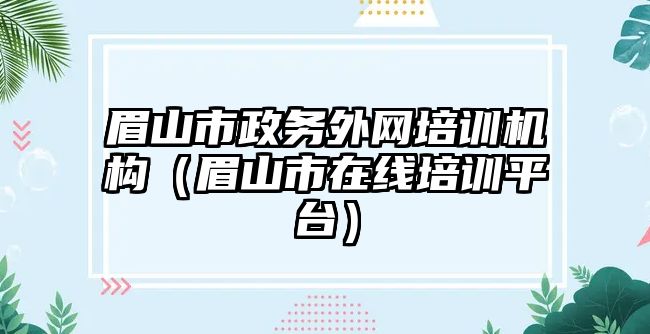 眉山市政務外網培訓機構（眉山市在線培訓平臺）