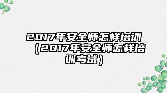 2017年安全師怎樣培訓(xùn)（2017年安全師怎樣培訓(xùn)考試）