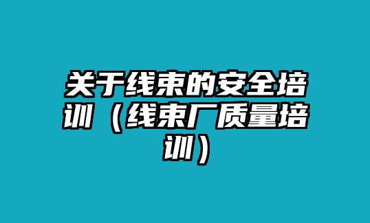 關(guān)于線束的安全培訓(xùn)（線束廠質(zhì)量培訓(xùn)）