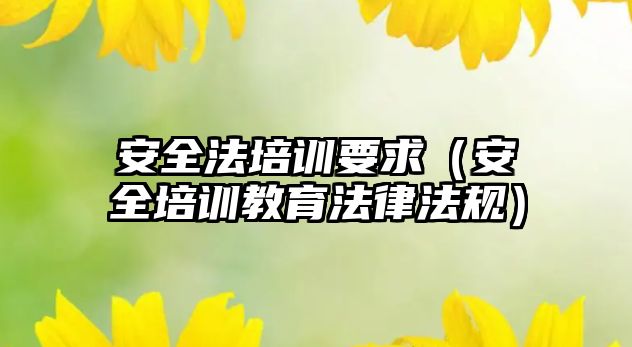 安全法培訓要求（安全培訓教育法律法規）