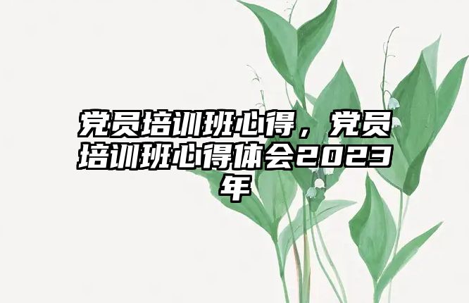 黨員培訓班心得，黨員培訓班心得體會2023年