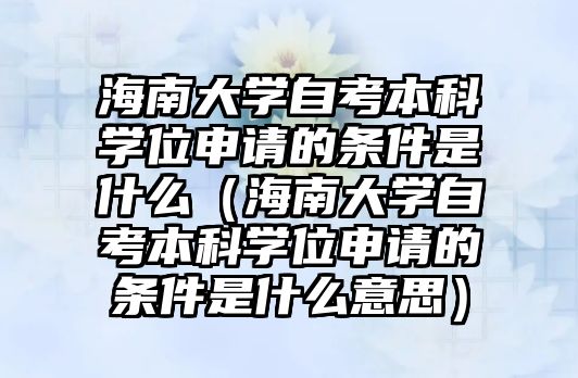 海南大學自考本科學位申請的條件是什么（海南大學自考本科學位申請的條件是什么意思）