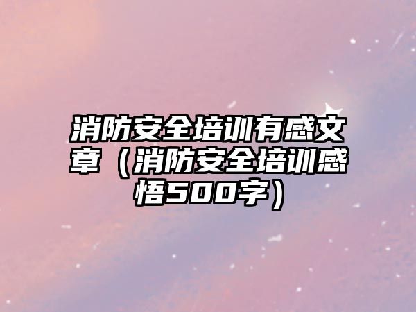 消防安全培訓有感文章（消防安全培訓感悟500字）