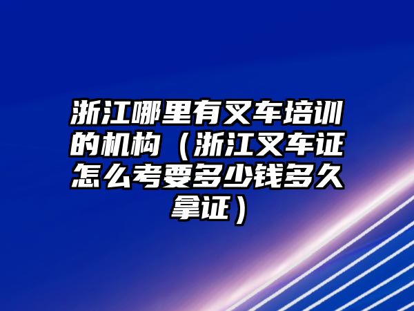 浙江哪里有叉車培訓的機構（浙江叉車證怎么考要多少錢多久拿證）