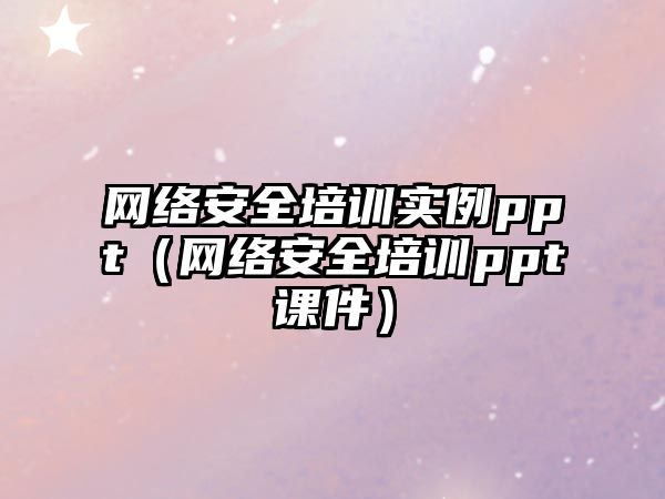 網(wǎng)絡(luò)安全培訓(xùn)實例ppt（網(wǎng)絡(luò)安全培訓(xùn)ppt課件）