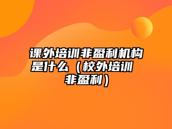 課外培訓非盈利機構是什么（校外培訓 非盈利）