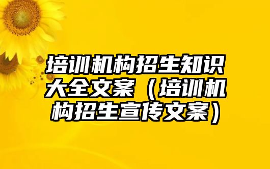 培訓機構招生知識大全文案（培訓機構招生宣傳文案）