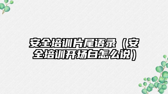 安全培訓片尾語錄（安全培訓開場白怎么說）