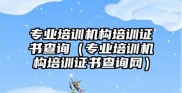 專業培訓機構培訓證書查詢（專業培訓機構培訓證書查詢網）