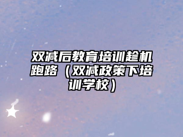 雙減后教育培訓趁機跑路（雙減政策下培訓學校）