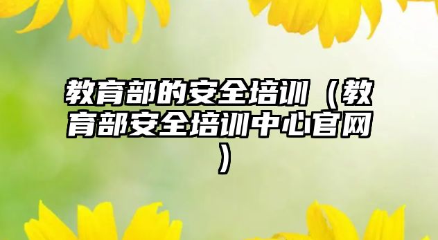 教育部的安全培訓（教育部安全培訓中心官網）