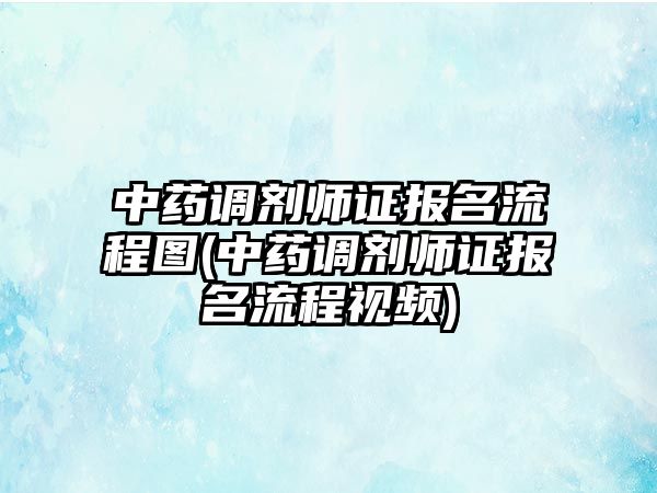 中藥調劑師證報名流程圖(中藥調劑師證報名流程視頻)