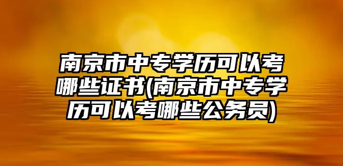 南京市中專學歷可以考哪些證書(南京市中專學歷可以考哪些公務員)