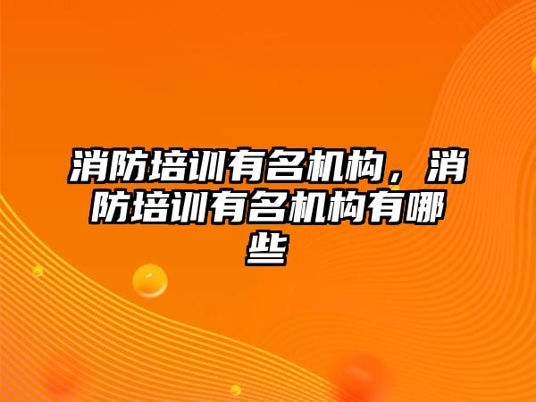 消防培訓(xùn)有名機構(gòu)，消防培訓(xùn)有名機構(gòu)有哪些