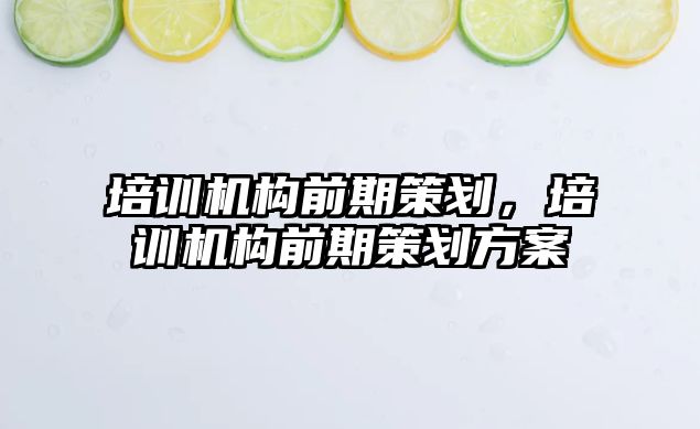 培訓(xùn)機構(gòu)前期策劃，培訓(xùn)機構(gòu)前期策劃方案