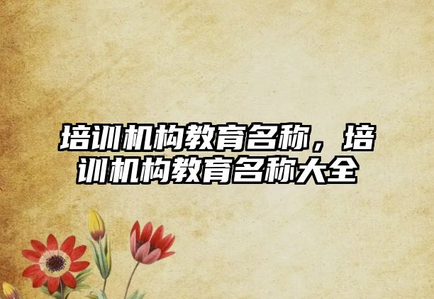 培訓機構教育名稱，培訓機構教育名稱大全