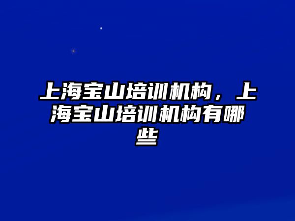 上海寶山培訓(xùn)機構(gòu)，上海寶山培訓(xùn)機構(gòu)有哪些