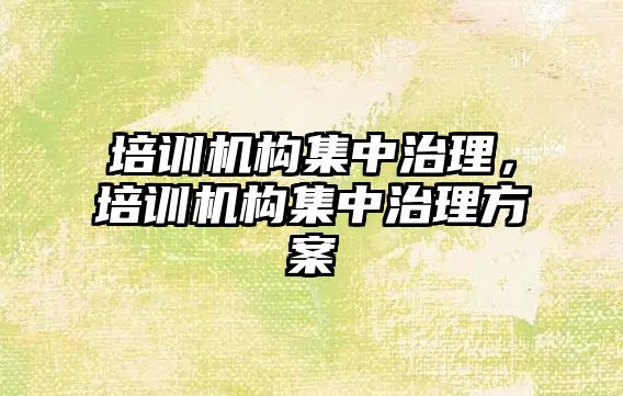 培訓機構集中治理，培訓機構集中治理方案