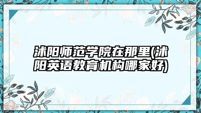 沭陽(yáng)師范學(xué)院在那里(沭陽(yáng)英語(yǔ)教育機(jī)構(gòu)哪家好)