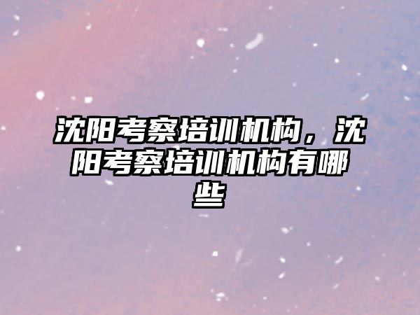 沈陽考察培訓機構，沈陽考察培訓機構有哪些