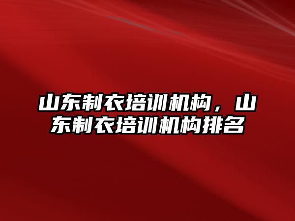 山東制衣培訓機構，山東制衣培訓機構排名